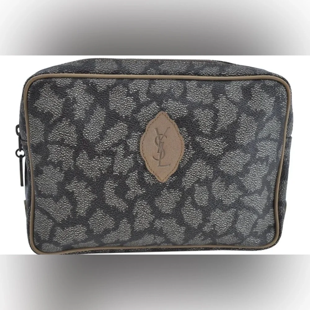 YVES Saint Laurent Coated Canvas Clutch/Handbag/Toiletry/ Cosmetic Bag‎